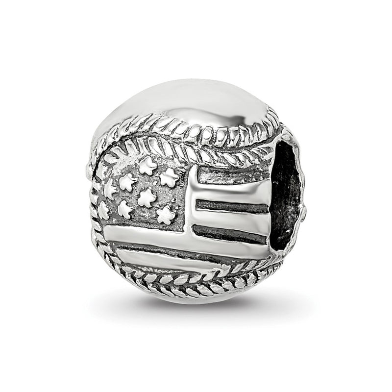 Sterling Silver Reflections Usa Flag Baseball Bead