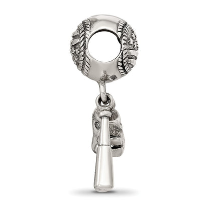 Sterling Silver Reflections Baseball Glove & Bat Dangle Bead