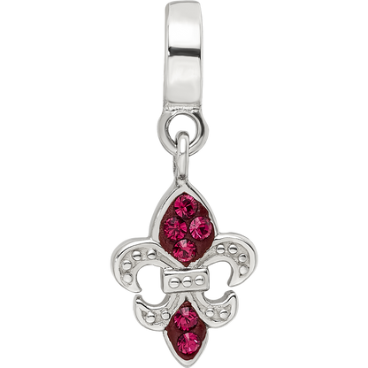 Sterling Silver Reflections Red Preciosa Crystal Fleur De Lis Dangle Bead