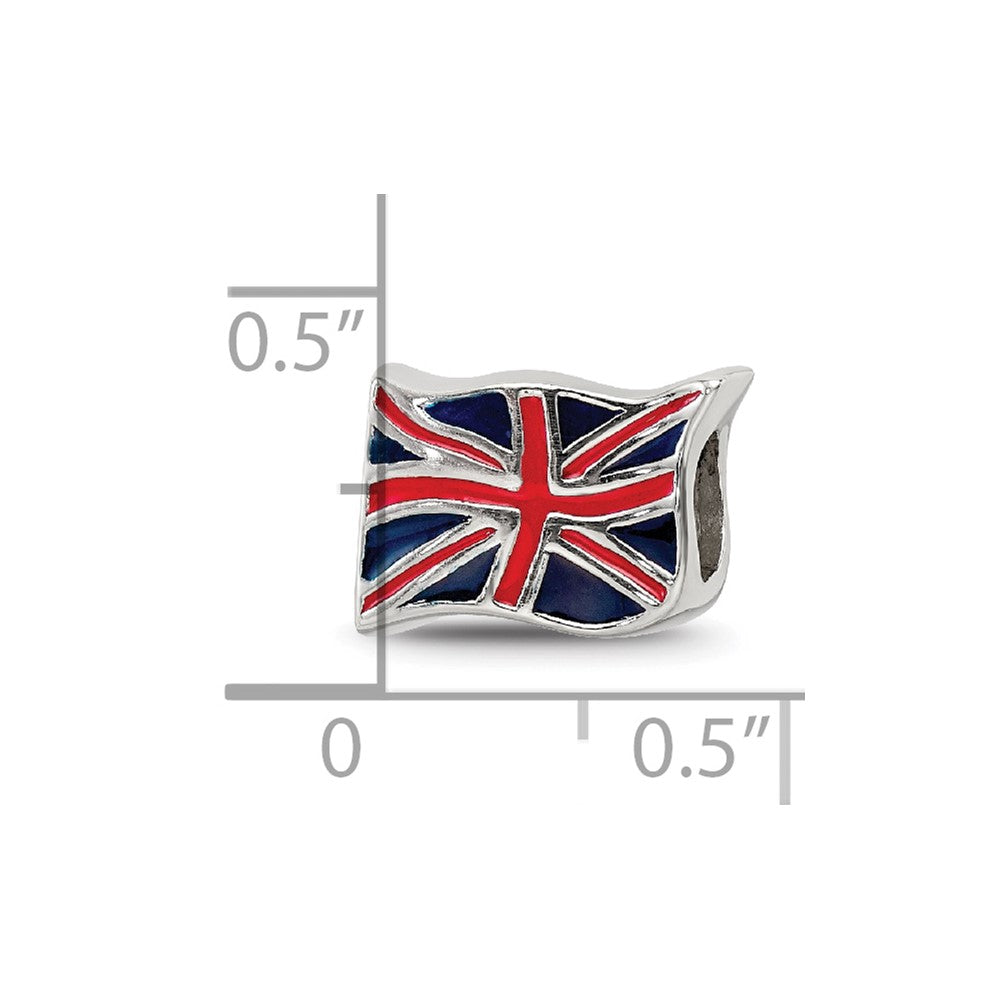 Sterling Silver Reflections Enameled United Kingdom Flag Bead