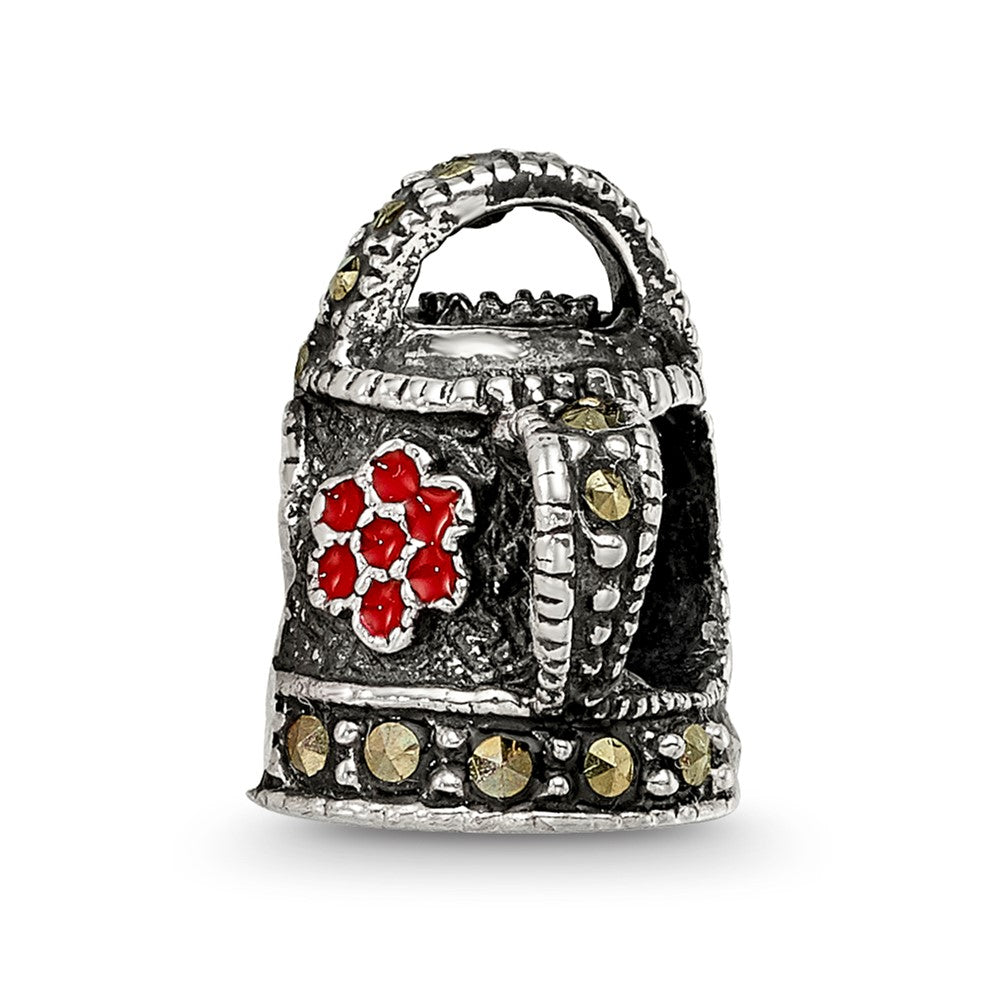 Sterling Silver Reflections Enameled Marcasite Watering Can Bead
