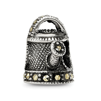Sterling Silver Reflections Enameled Marcasite Watering Can Bead