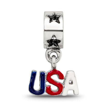 Sterling Silver Reflections Enameled Usa Dangle Bead