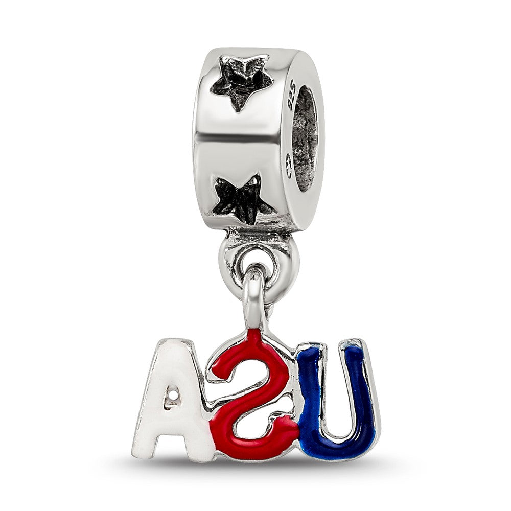 Sterling Silver Reflections Enameled Usa Dangle Bead