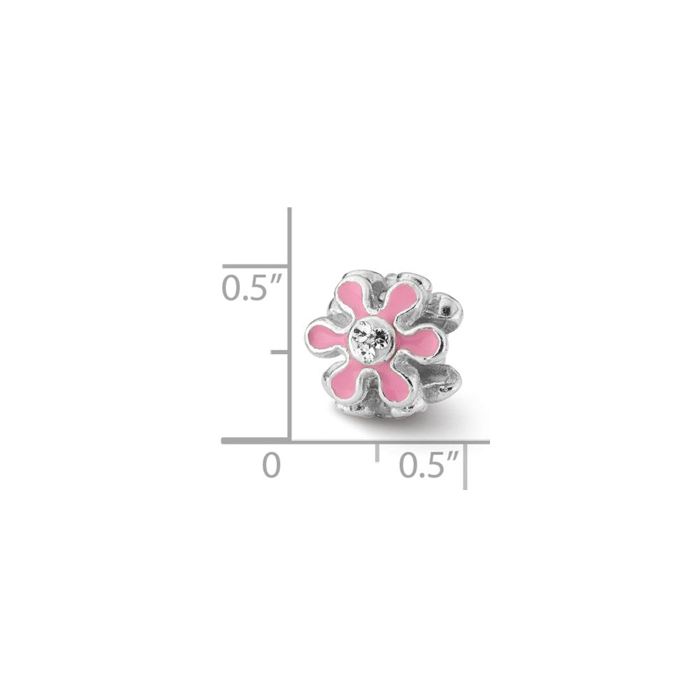Sterling Silver Reflections Pink Flower W/Swarovski Crystal Bead