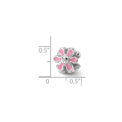 Sterling Silver Reflections Pink Flower W/Swarovski Crystal Bead
