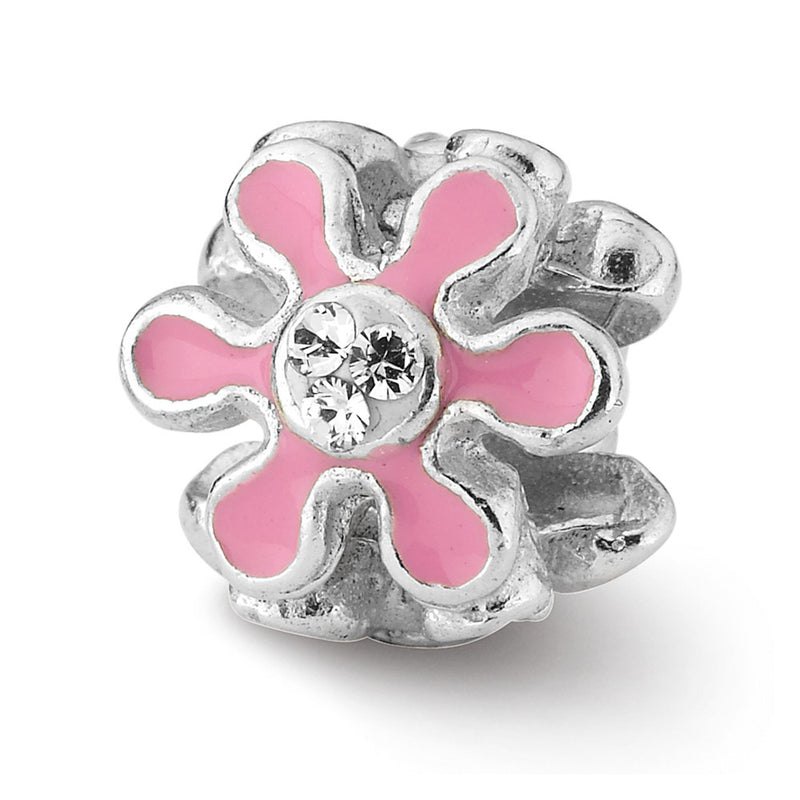 Sterling Silver Reflections Pink Flower W/Swarovski Crystal Bead