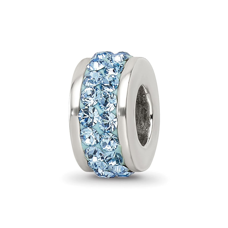 Sterling Silver Reflections Sky Blue Double Row Preciosa Crystal Bead