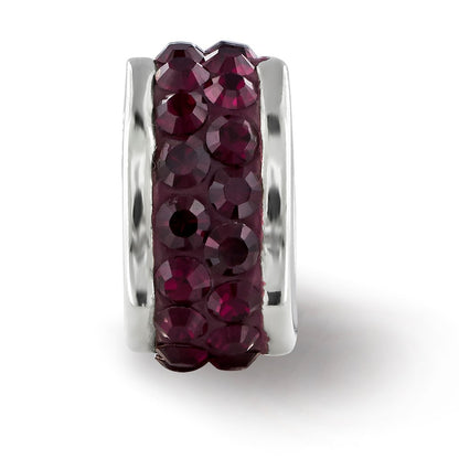 Sterling Silver Reflections Dark Maroon Double Row Preciosa Crystal Bead