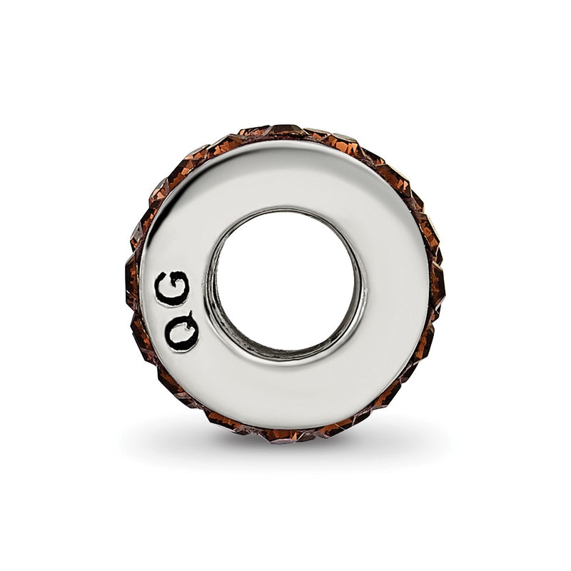 Sterling Silver Reflections Brown Double Row Preciosa Crystal Bead