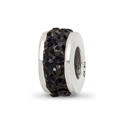 Sterling Silver Reflections Black Double Row Preciosa Crystal Bead