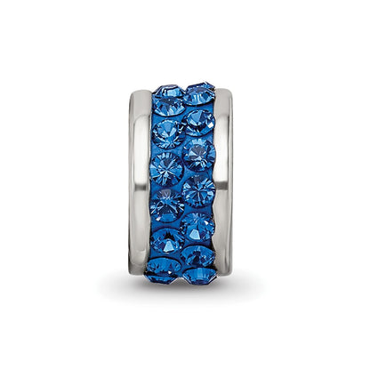 Sterling Silver Reflections Dark Blue Double Row Preciosa Crystal Bead