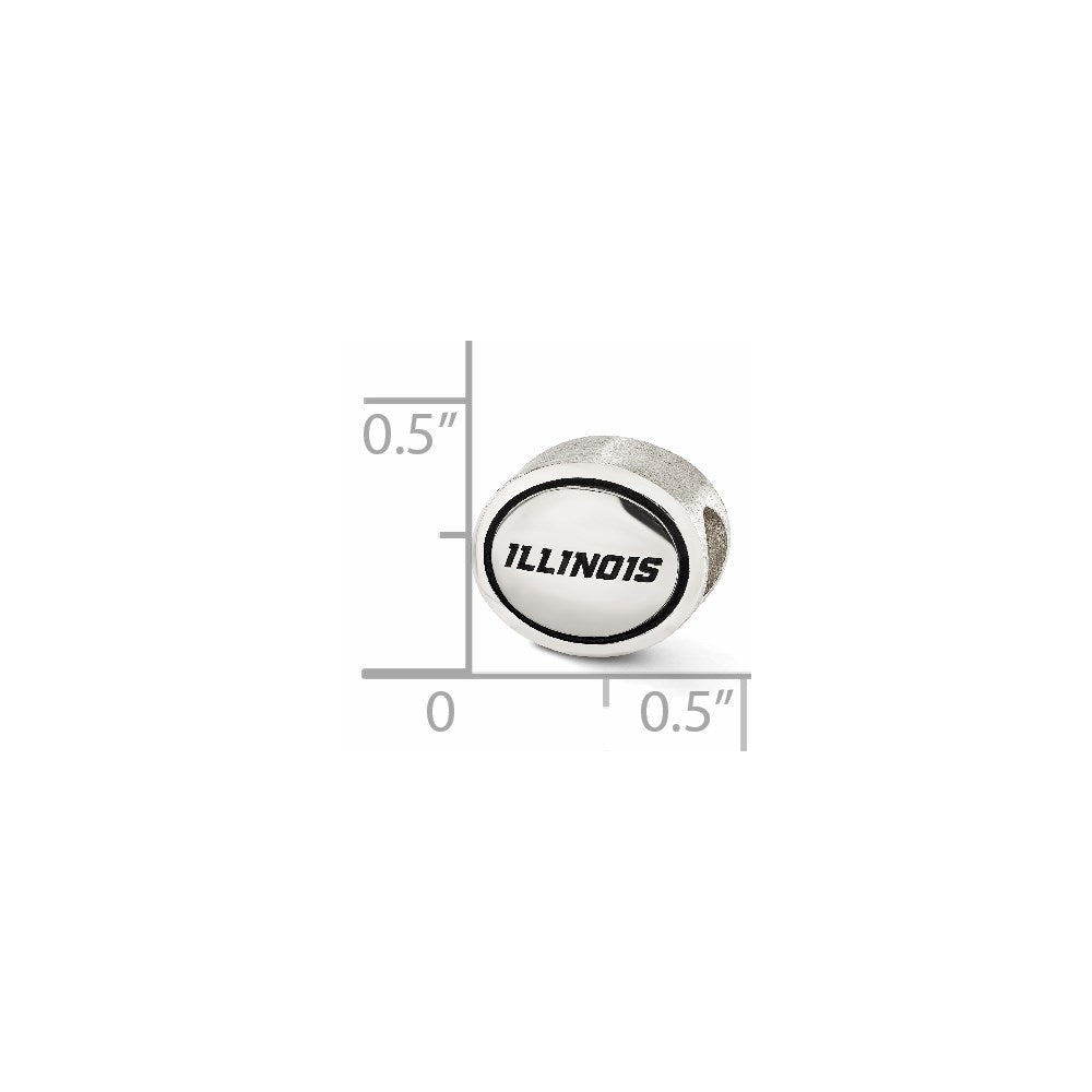 Sterling Silver Antiqued University Of Illinois Collegiate Bead