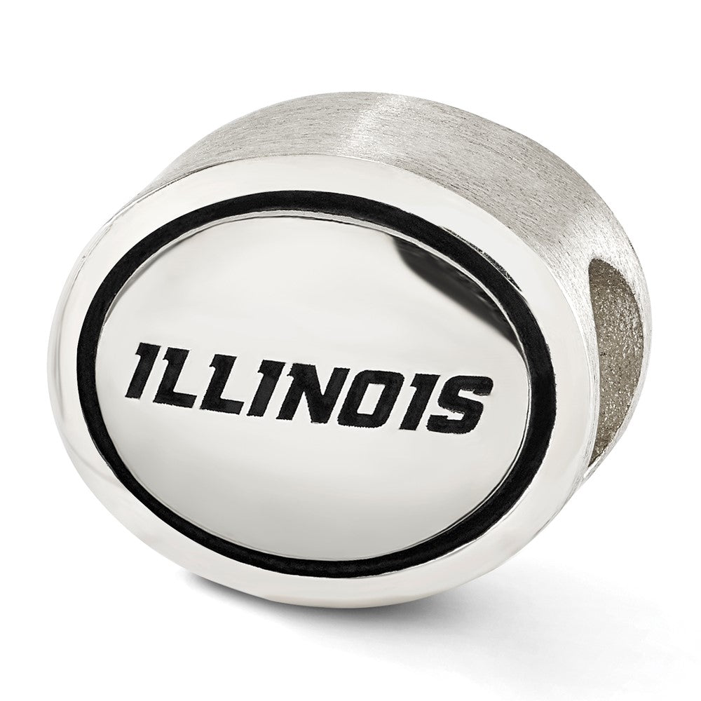 Sterling Silver Antiqued University Of Illinois Collegiate Bead