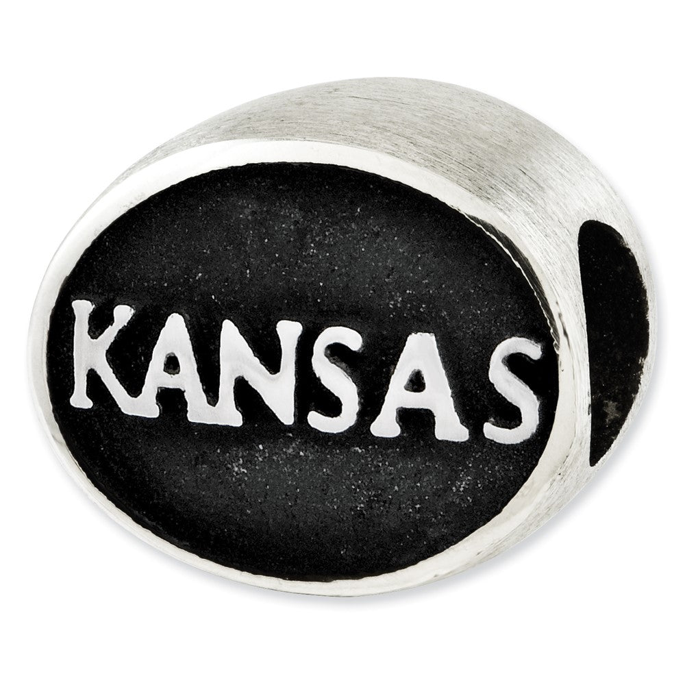 Sterling Silver Antiqued University Of Kansas Collegiate Bead