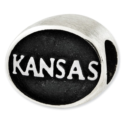 Sterling Silver Antiqued University Of Kansas Collegiate Bead