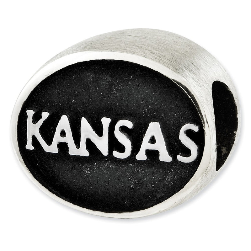 Sterling Silver Antiqued University Of Kansas Collegiate Bead