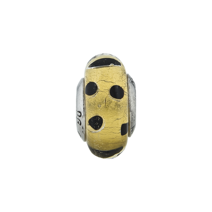 Sterling Silver Reflections Gold W/Black Dots Italian Murano Bead