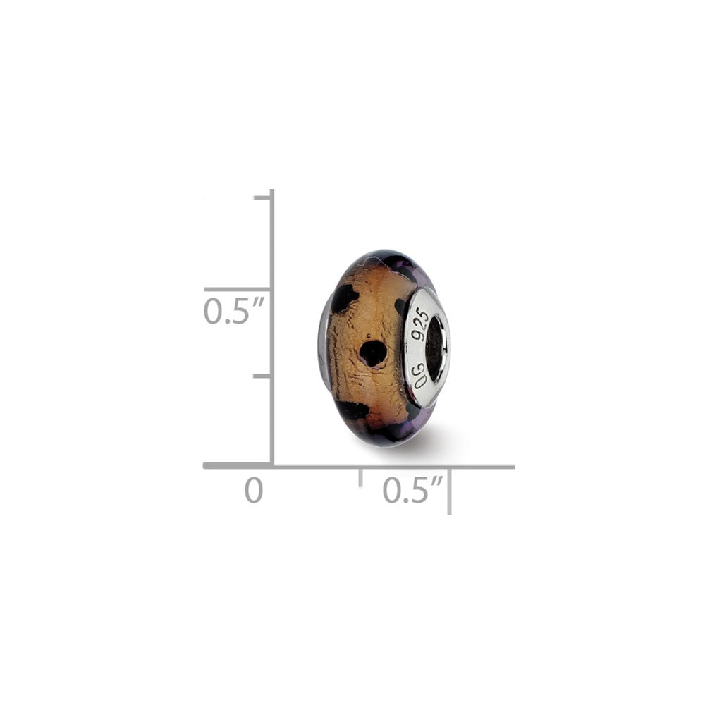 Sterling Silver Reflections Brown W/Black Dots Italian Murano Bead