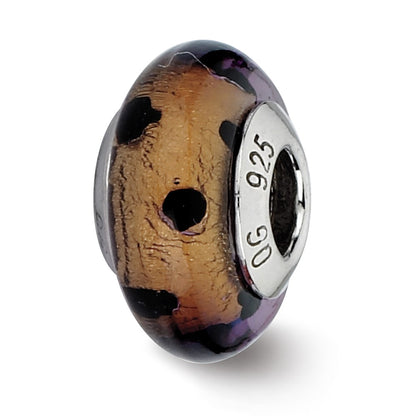 Sterling Silver Reflections Brown W/Black Dots Italian Murano Bead