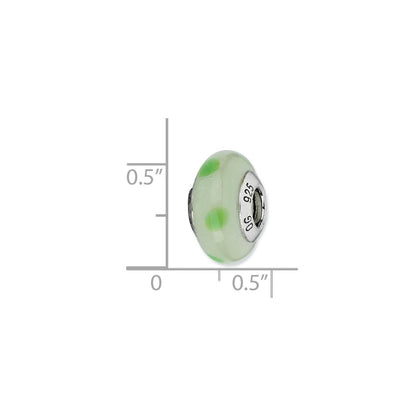 Sterling Silver Reflections Lt Green W/Green Dots Italian Murano Bead