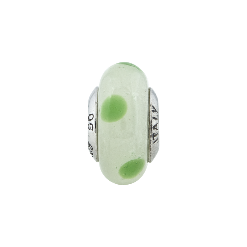 Sterling Silver Reflections Lt Green W/Green Dots Italian Murano Bead