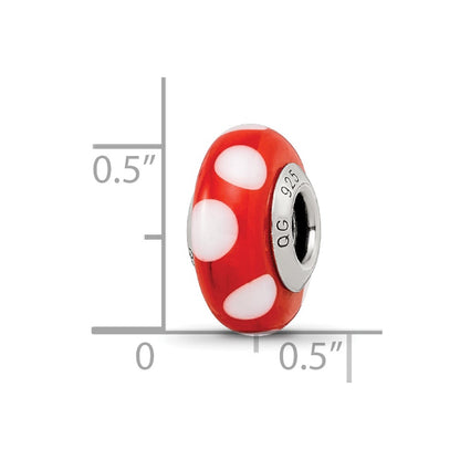 Sterling Silver Reflections Red W/White Dots Italian Murano Bead