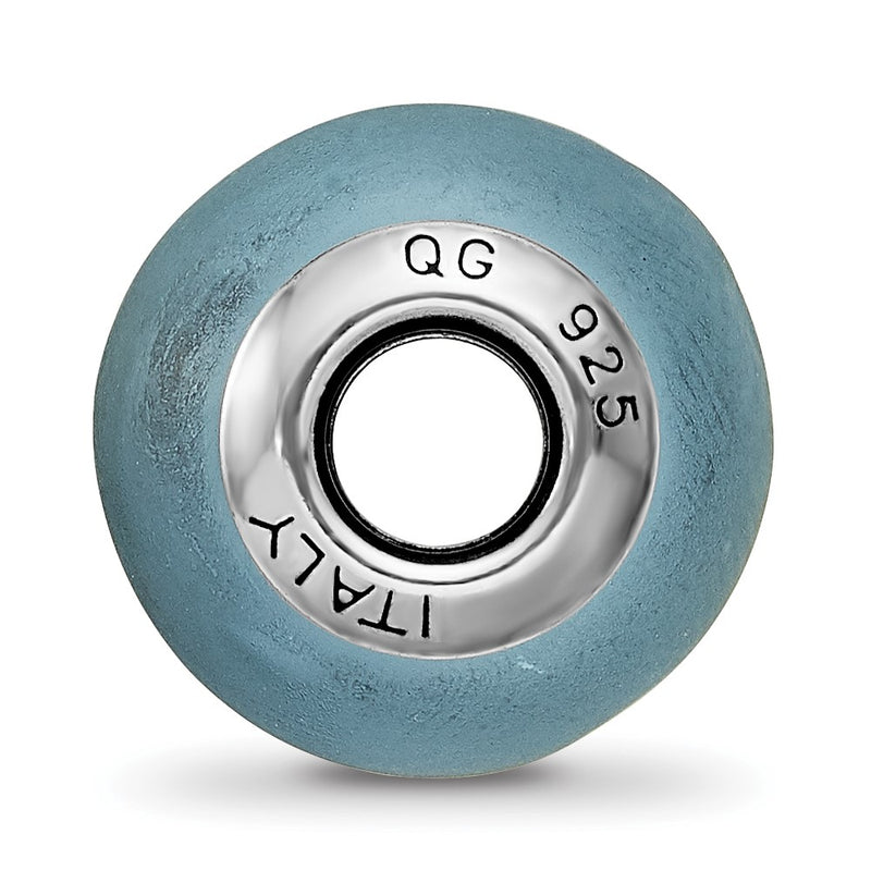 Sterling Silver Reflections Light Blue Matte Italian Murano Bead