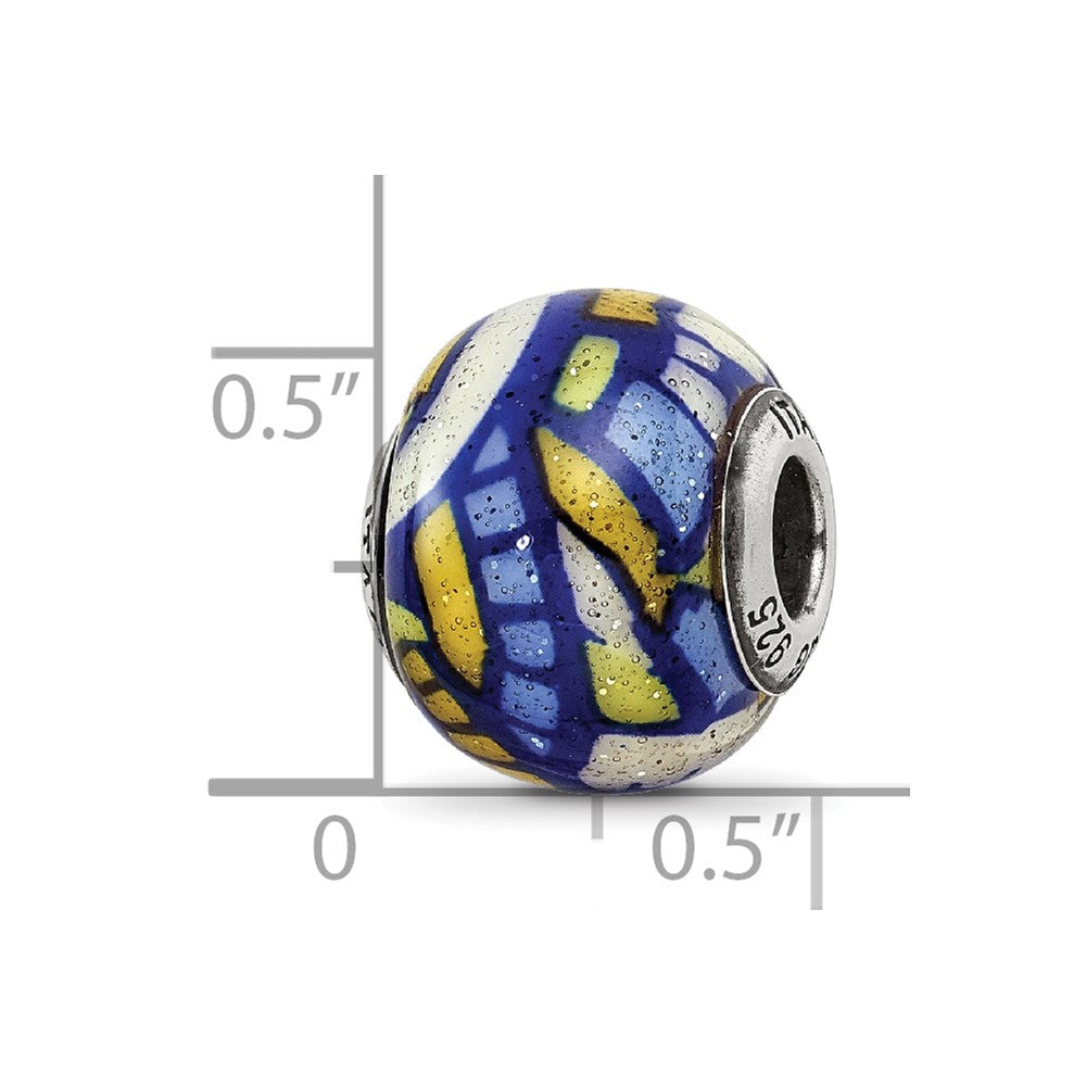 Sterling Silver Reflections Multicolor W/Glitter Overlay Glass Bead