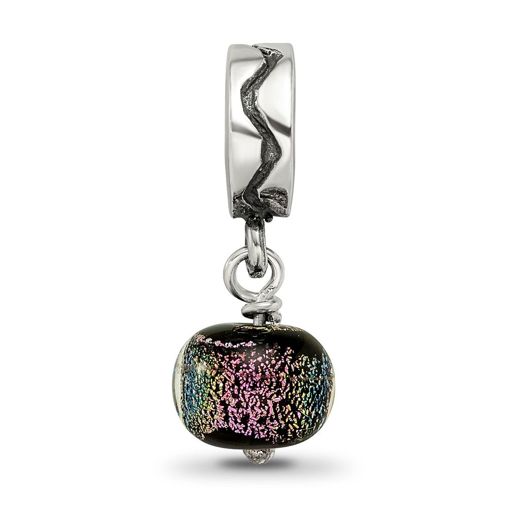 Sterling Silver Purple Dichroic Glass Dangle Reflections Bead