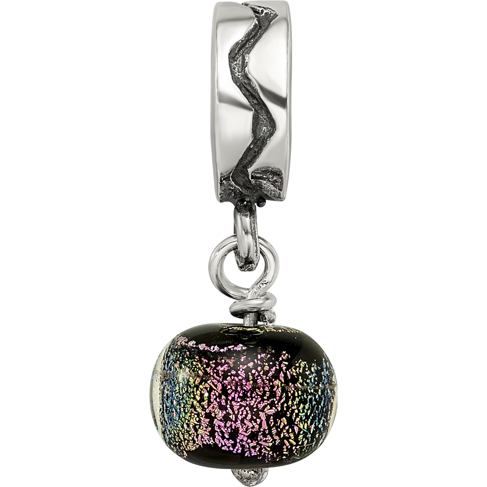 Sterling Silver Purple Dichroic Glass Dangle Reflections Bead