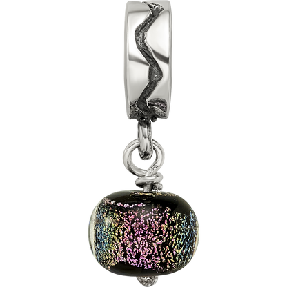Sterling Silver Purple Dichroic Glass Dangle Reflections Bead