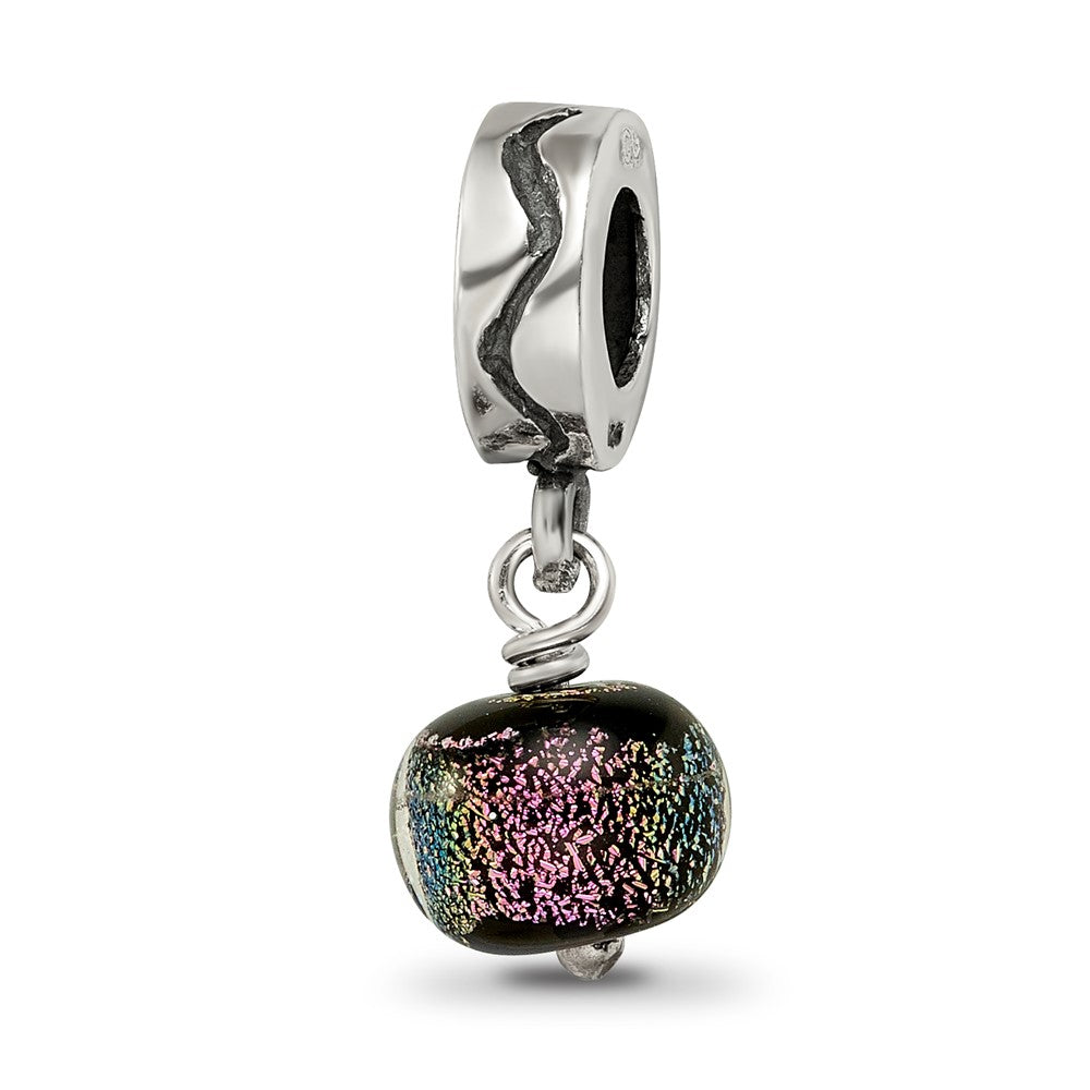 Sterling Silver Purple Dichroic Glass Dangle Reflections Bead
