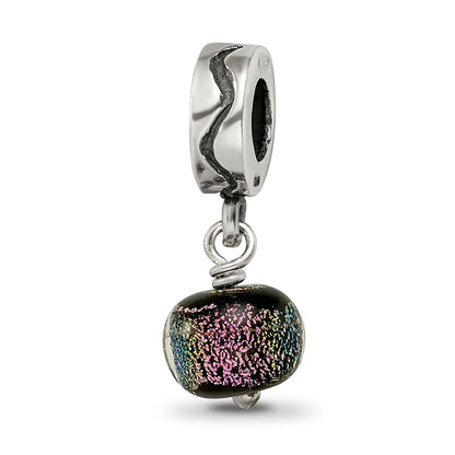 Sterling Silver Purple Dichroic Glass Dangle Reflections Bead
