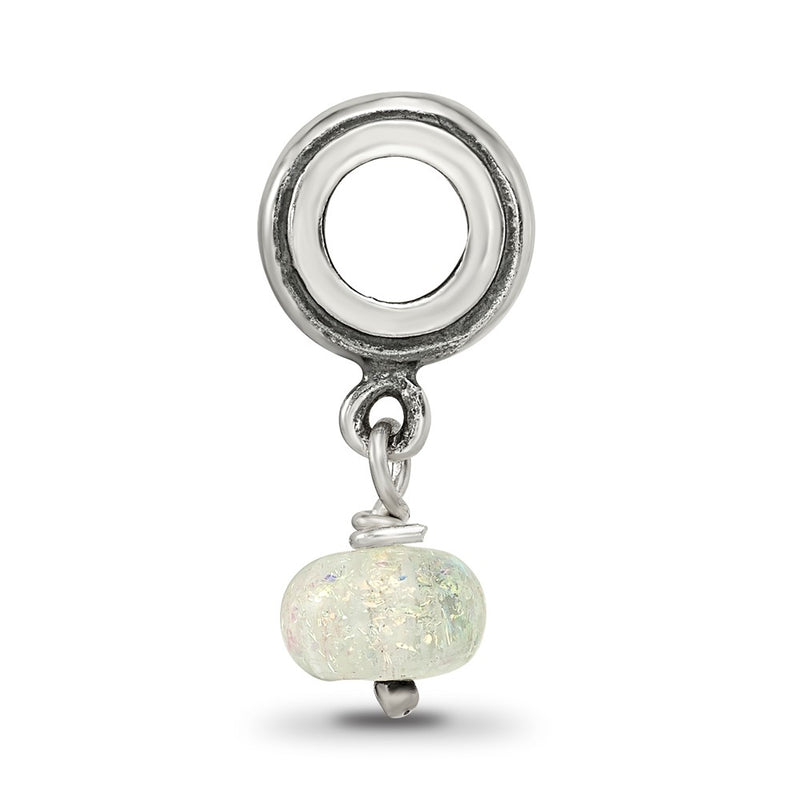 Sterling Silver Reflections Yellow Dichroic Glass Dangle Bead