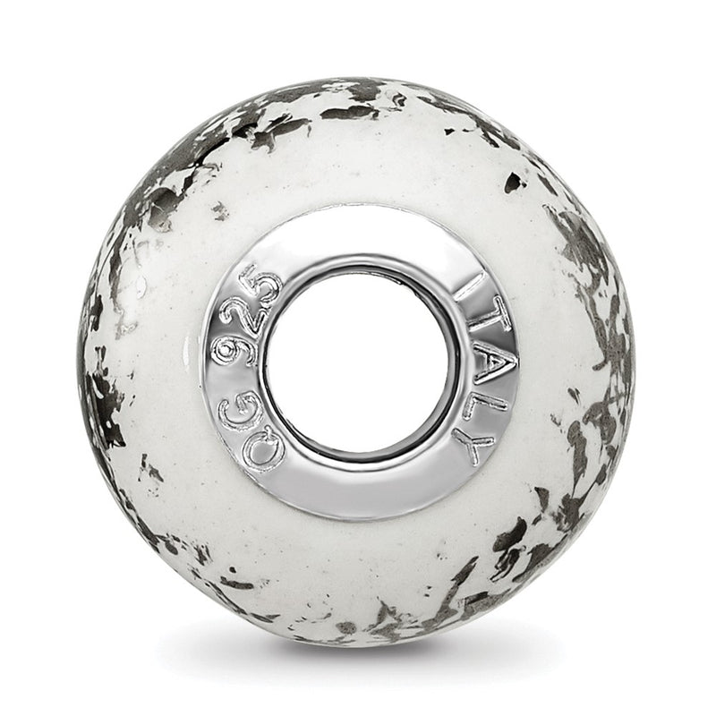 Sterling Silver Reflections White W/Platinum Foil Ceramic Bead