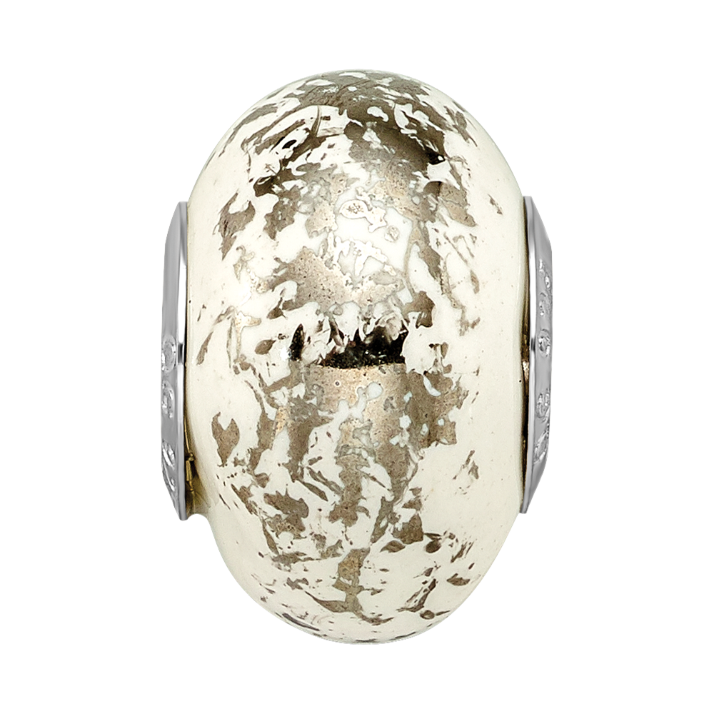 Sterling Silver Reflections White W/Platinum Foil Ceramic Bead