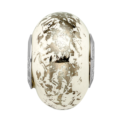 Sterling Silver Reflections White W/Platinum Foil Ceramic Bead