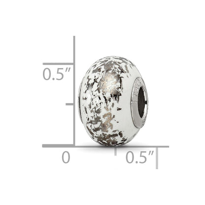 Sterling Silver Reflections White W/Platinum Foil Ceramic Bead