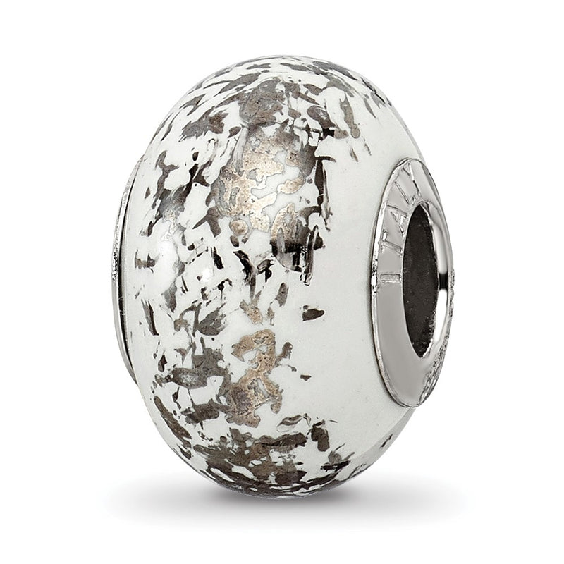 Sterling Silver Reflections White W/Platinum Foil Ceramic Bead
