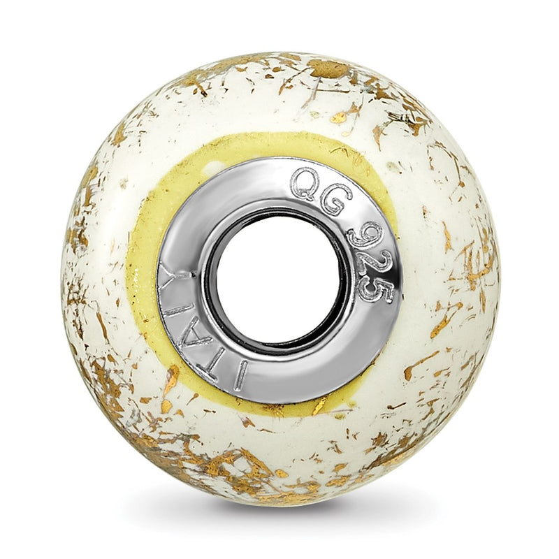 Sterling Silver Reflections White W/Gold Foil Ceramic Bead