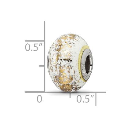 Sterling Silver Reflections White W/Gold Foil Ceramic Bead