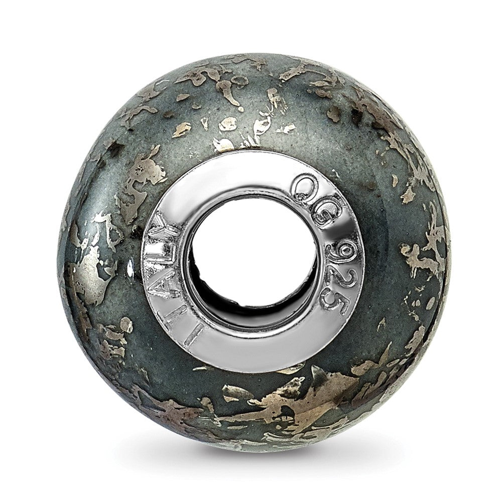 Sterling Silver Reflections Grey W/Platinum Foil Ceramic Bead