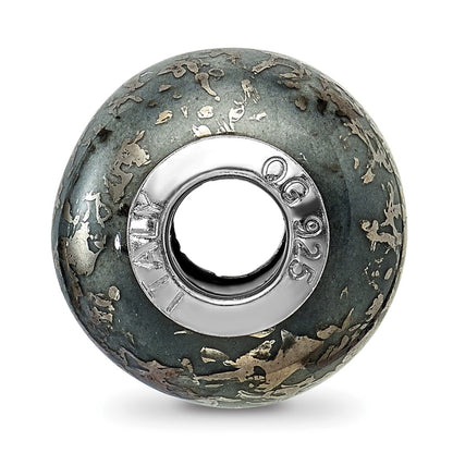 Sterling Silver Reflections Grey W/Platinum Foil Ceramic Bead