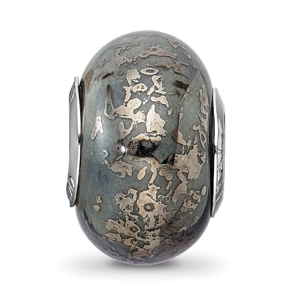 Sterling Silver Reflections Grey W/Platinum Foil Ceramic Bead