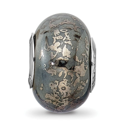 Sterling Silver Reflections Grey W/Platinum Foil Ceramic Bead