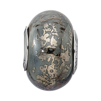 Sterling Silver Reflections Grey W/Platinum Foil Ceramic Bead