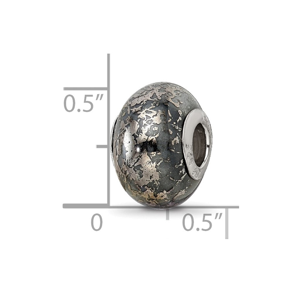 Sterling Silver Reflections Grey W/Platinum Foil Ceramic Bead