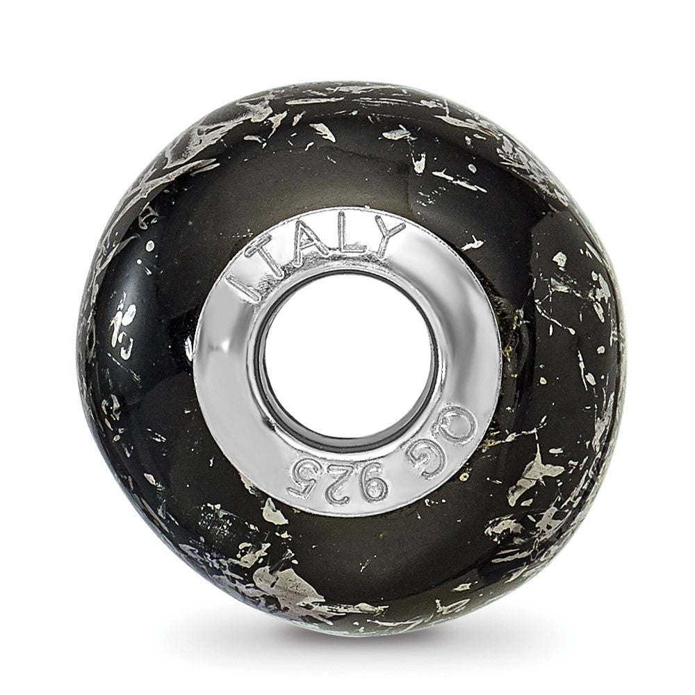 Sterling Silver Reflections Black W/Platinum Foil Ceramic Bead
