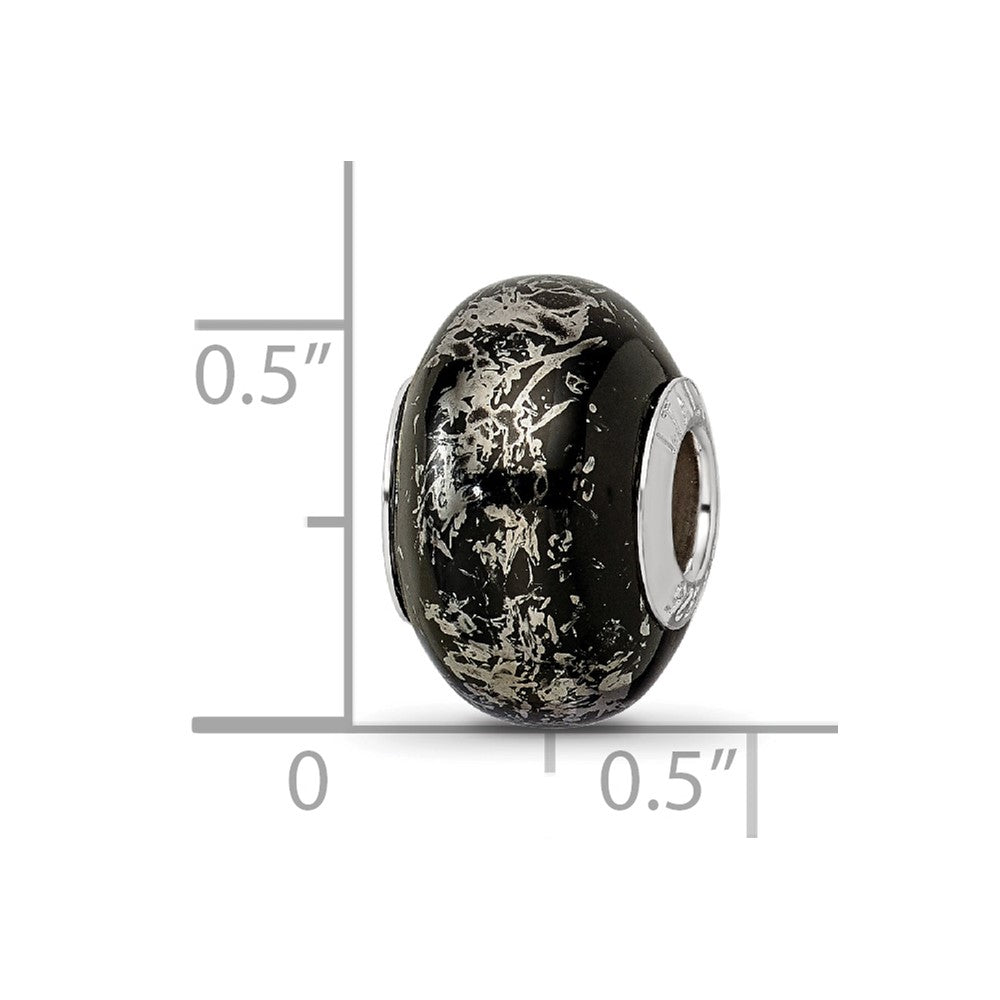 Sterling Silver Reflections Black W/Platinum Foil Ceramic Bead